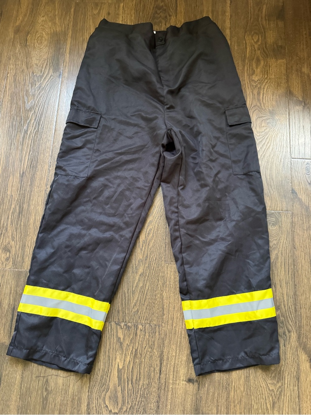 Spirit Black Cargo Work Pants with Yellow Reflective Leg Bands